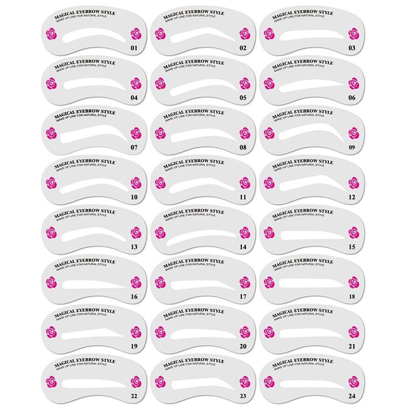 24pcs Mixed Style Reusable Eyebrow Stencils, Eyebrow Templates, Eyebrow Shaping Template Stencils, Professional Makeup Tools For Beginners & Professionals Alike, Valentine's Day Gift, Makeup Products 2