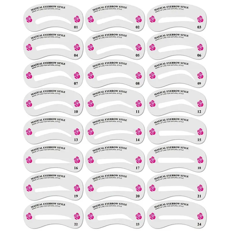 24pcs Mixed Style Reusable Eyebrow Stencils, Eyebrow Templates, Eyebrow Shaping Template Stencils, Professional Makeup Tools For Beginners & Professionals Alike, Valentine's Day Gift, Makeup Products 2