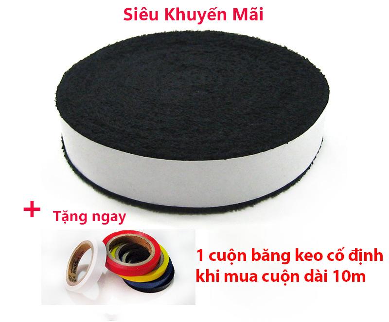 Quấn cán vải, cuốn cán vợt cầu lông dài 10m và dài 5m dành cho người ra nhiều mồ hôi tay! Tặng ngay 1 cuộn băng keo cố Định khi mua cuộn dài 10m Đồng Sport Bi Nam