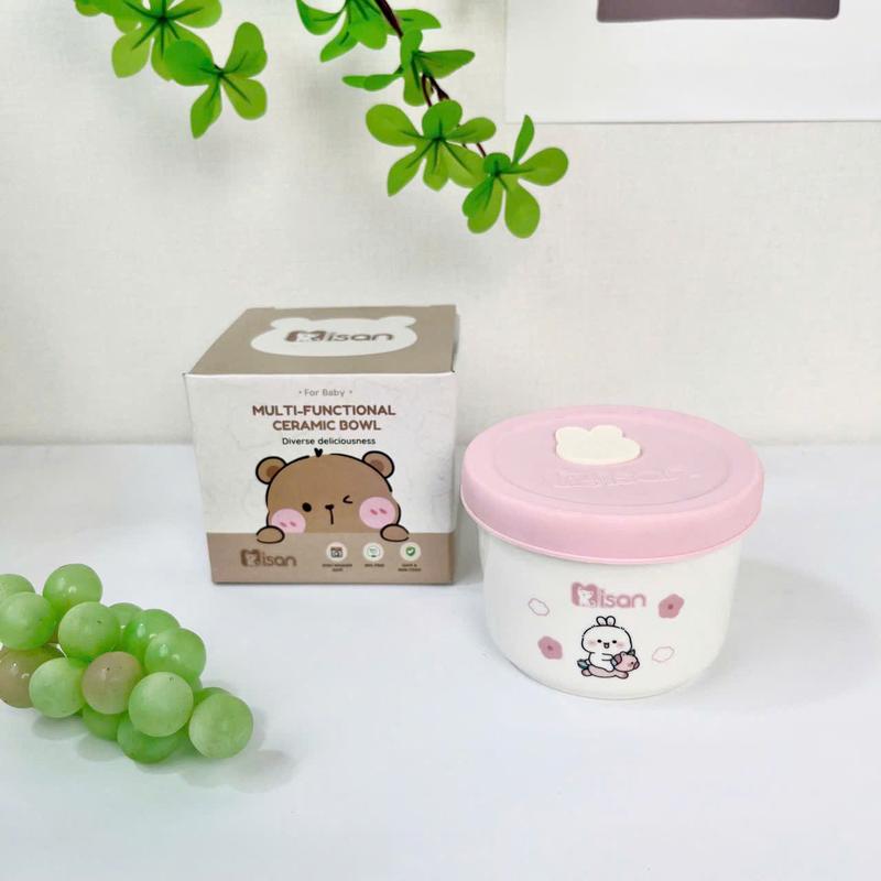Chén/Hũ Sứ Đựng Đồ Ăn Dặm Nắp Silicon Cho Bé, Thể Tích 250ml, Bát Sứ Ăn Dặm In Hình Họa Tiết Siêu Yêu 6