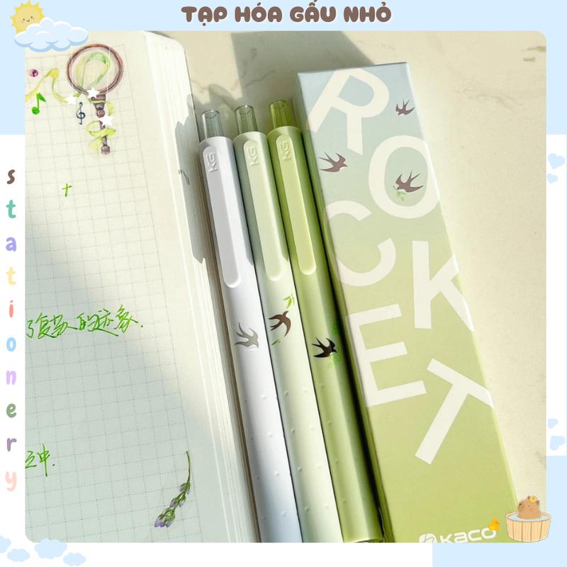 Bút gel Kaco họa tiết Chim Én mực đen 0.5mm [taphoagaunho]