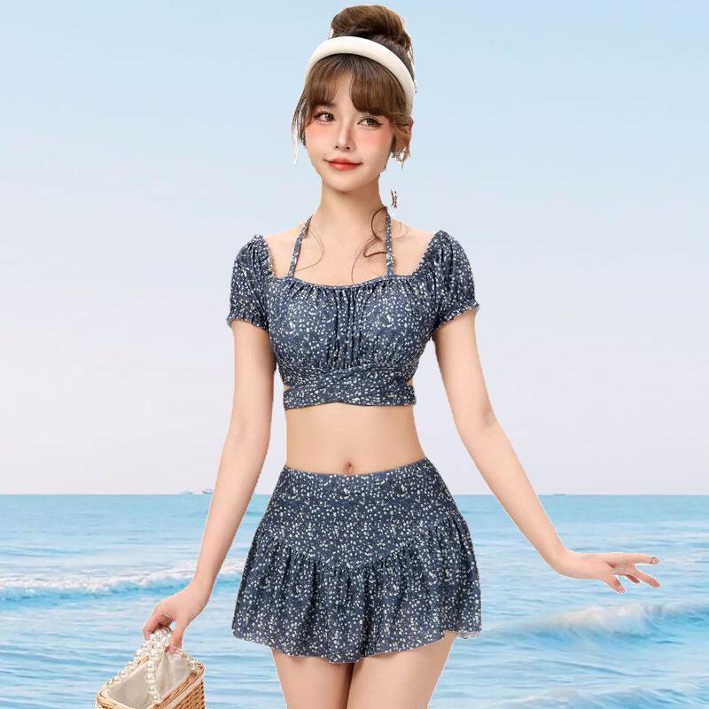 Áo Tắm Nữ, Hai Mảnh, Phong Cách Nhật Bản Tươi Mới, Váy Hoa, Phong Cách Thanh Lịch, Ngực Nhỏ Tập Hợp, Đồ Bơi, Hàng Mới Về Năm 2025 6