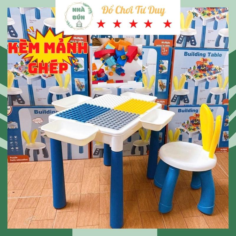 Đồ Chơi Bàn Kèm Ghế Cho Bé Vừa Chơi Vừa Học Tặng Kèm Những Mảnh Ghép Lắp Ráp A19