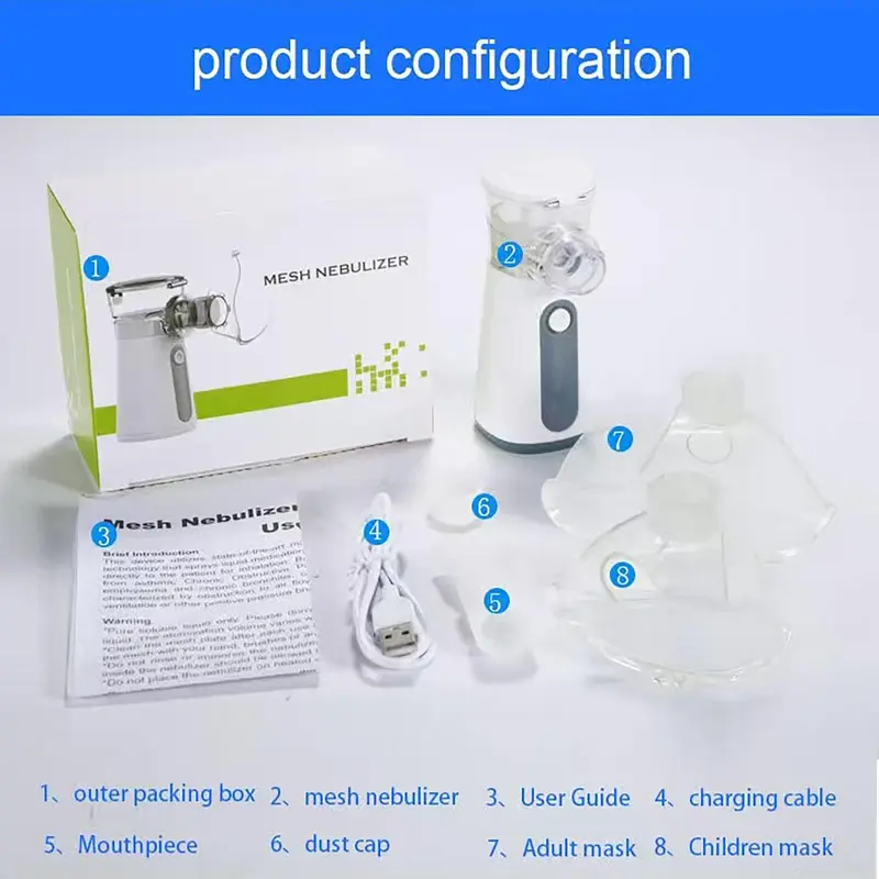 Portable Handheld Mesh Nebulizer, USB Rechargeable Cold Mist Inhaler, Household Daily Use Or Travel Handheld Mesh Nebulizer, Personal Care Appliances 7