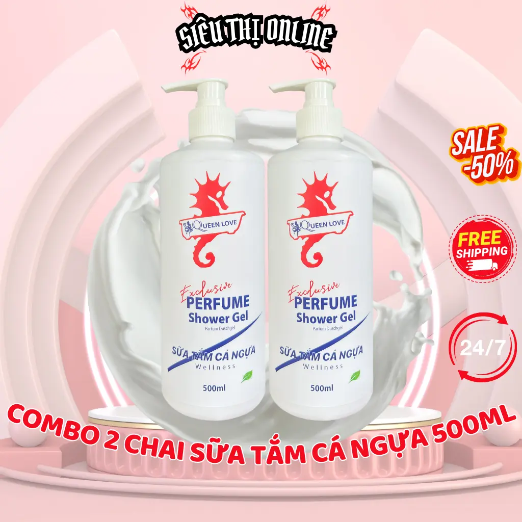 [Combo 2 chai] Sữa tắm nước hoa cá ngựa Việt 500ML | Hương nước hoa Đức siêu thơm