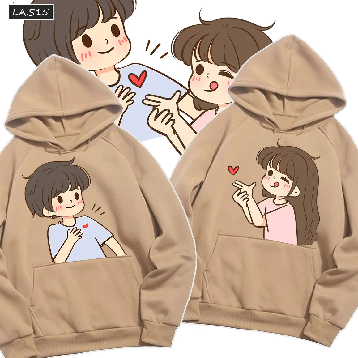 áo đôi đẹp hoodie phom rộng nỉ bông dày dặn LA.S15 Menswear Nam Dài Tay