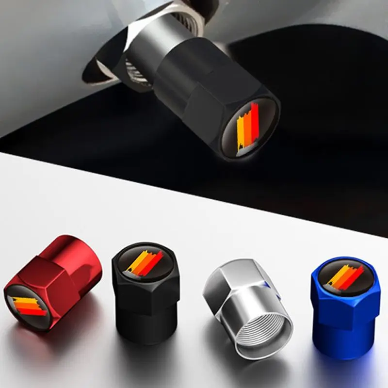 Car Valve Stem Cap, 4pcs Aluminum Alloy Car Valve Stem Cover, Universal Car Tire Accessories for Chevrolet Mercedes-Benz BMW