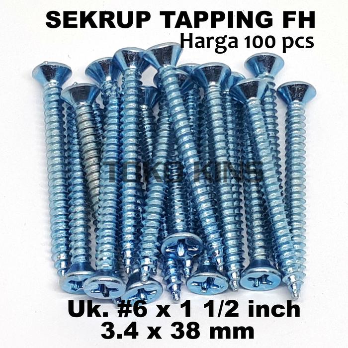 Gambar Sekrup FH 6 x 1 1/2 " per 100 pcs Tapping FAB Skrup 3 x 40 mm obeng plus dari TOKO KINS Kota Administrasi Jakarta Barat Tokopedia
