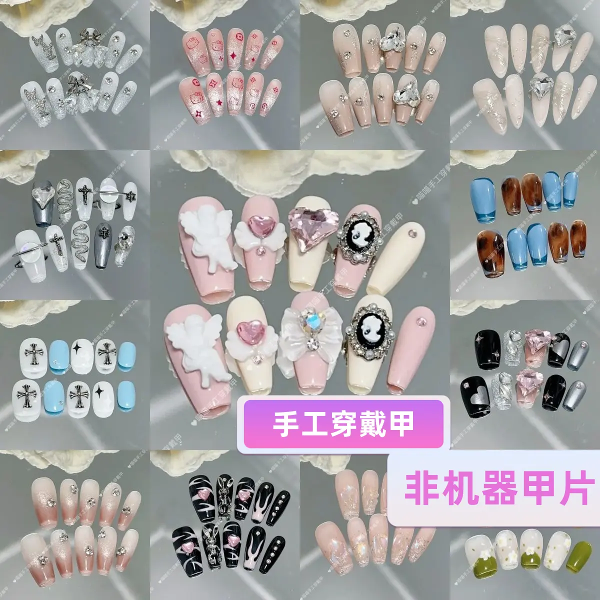 Manicure Handmade Wear Nail New Handmade Advanced round Camellia Nail Patch Three-Dimensional Detachable White