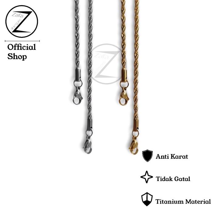 Gambar Zafa Strap Kalung Masker Pria Wanita Titanium Anti Karat Gold Silver - Strap Cuba - Black, 61cm dari Zafa Aksesoris Kota Depok Tokopedia