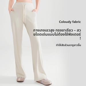 Quần Nữ Cạp Cao Ống Rộng, Quần Dây Rút Thẳng, Ôm Gọn Rộng Rãi, Quần Tập Luyện, Thể Thao Yoga, Quần Thường Ngày Nhiều Túi