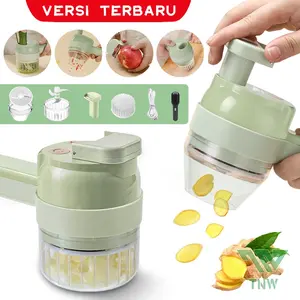 【Newest Version】TNW KB4 Food Chopper Protable Mixer Blender Quatre Kapsule 4 In 1 Alat Pemotong Sayuran Handheld Electric Vegetable Cutter Set with Brush Mesin
