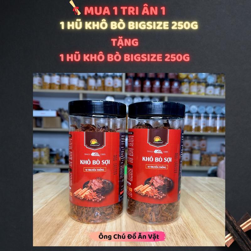 [MUA 1 TẶNG 1] 1 Hũ Khô Bò BIGSIZE (70% thịt heo) tặng 1 Hũ Khô Bò - Ông chú đồ ăn vặt - Đồ ăn vặt snacks 11 Food Thức Ăn Food Thức Ăn Chua