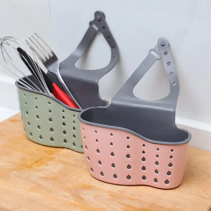 Giỏ dựng giẻ lưới 2 lớp rửa bát loại dày treo vòi nước bồn rửa Living C, chất liệu silicon rổ 3