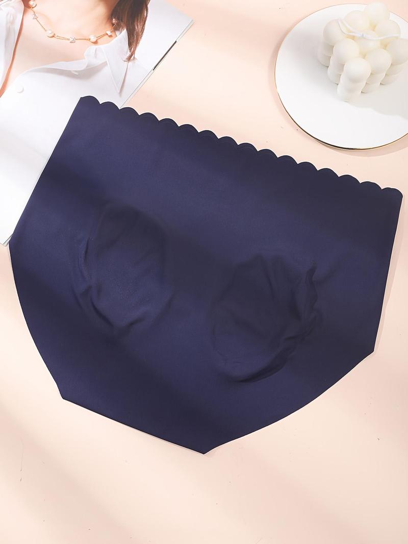 Product Introduction of Women's Solid Scallop Trim High Waist Knicker, Soft Comfy Breathable Seamless Panty for Daily Wear, Underwear for All Seasons 2