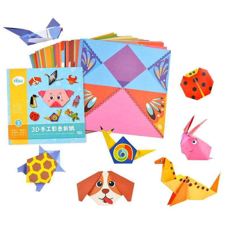 Kids Educational 54Pages 3D Cartoon Animal Origami DIY Paper Arts Crafts Handmade Baby Early Learning Toys 2