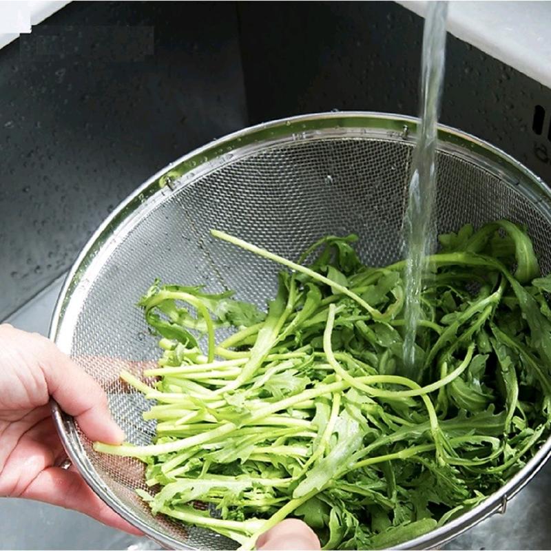  Rổ lưới inox vo gạo - Rổ lưới inox Rửa Rau Củ Sâu lòng 