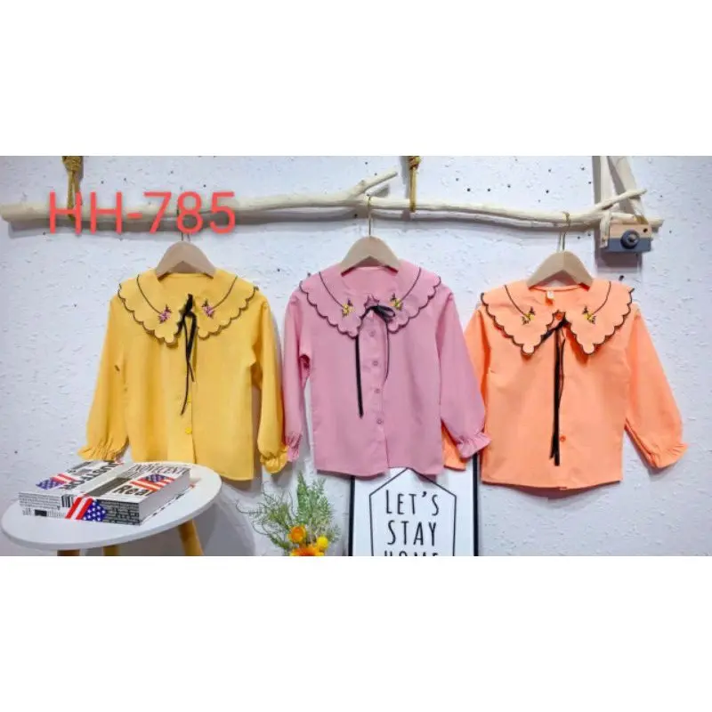 6-10th kemeja anak cewek / kemeja panjang import / kemeja renda anak import 6