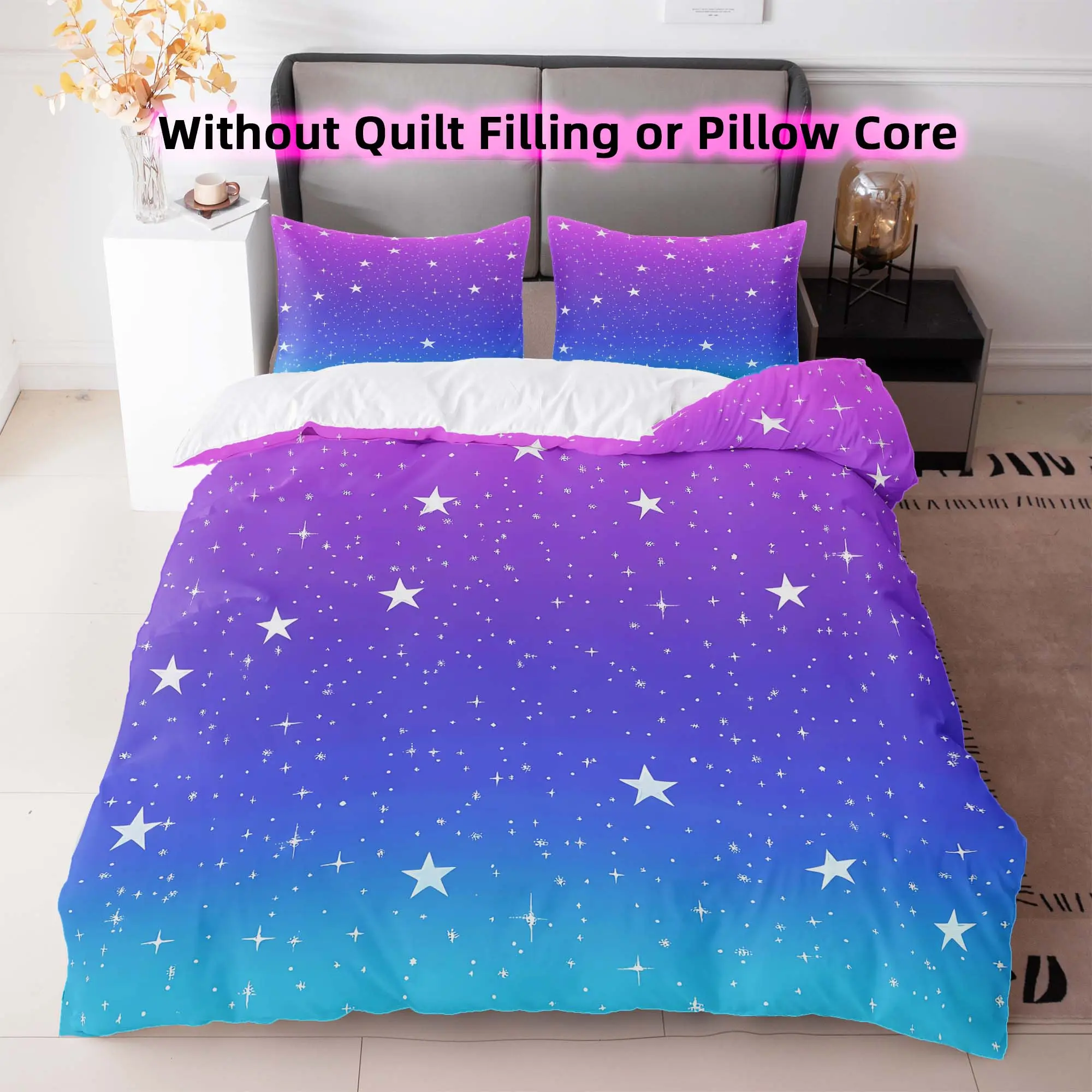 Star Print Bedding Set, 3 Counts/set Including Duvet Cover & Pillowcase without Filler, Soft Comfortable Bedding Set for Home Bedroom