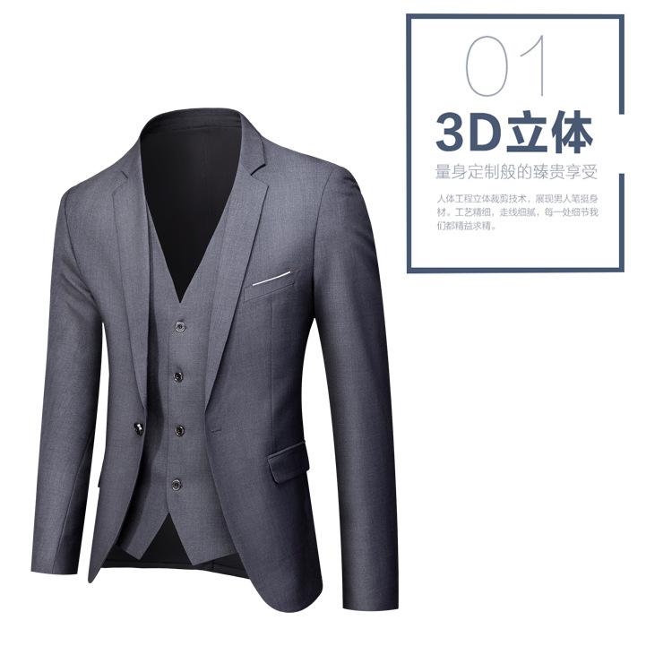 Product Introduction of Men's Sut Slim Fit, 3 Piece Set, Korean Style Wedding Groom Blazer & Pants, Business Formal Office Wear, Prom Party Dinner Jacket, Free Shipping 3