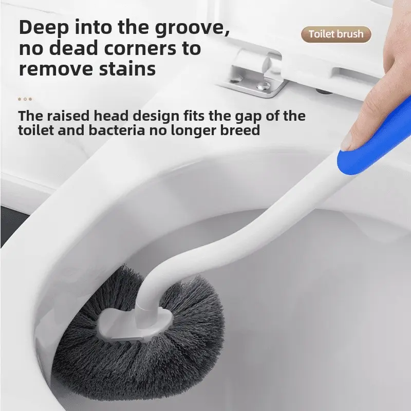 Ergonomic C-Type Head Toilet Brush with Long Handle - Manual Deep Groove Cleaning for Bathroom, Toilet, Kitchen, Bedroom, Car - Reusable, Portable, No Power Needed