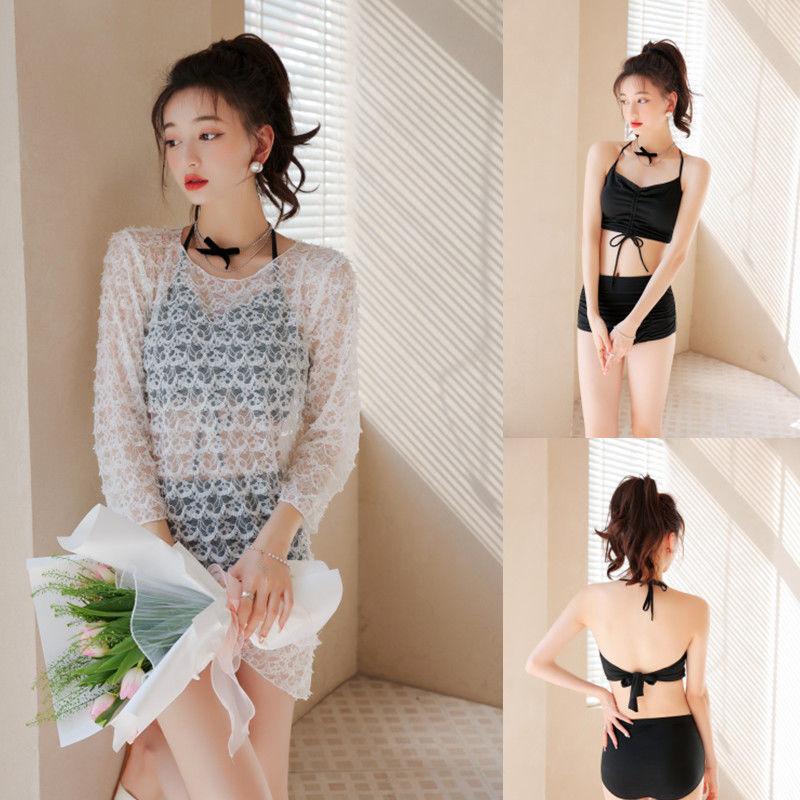 Product Introduction of Women's Swimsuit 2025 New Korean Ins Sexy Three-Piece Set Tummy Control Slimming Gathered Conservative Fairy Style Swimwear 29
