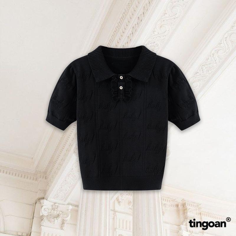 TINGOAN x TIKTOKSHOP - Áo len cổ bẻ dáng lửng vân in chìm baby BERRIES TOP PHIÊN BẢN MỚI T6/2024