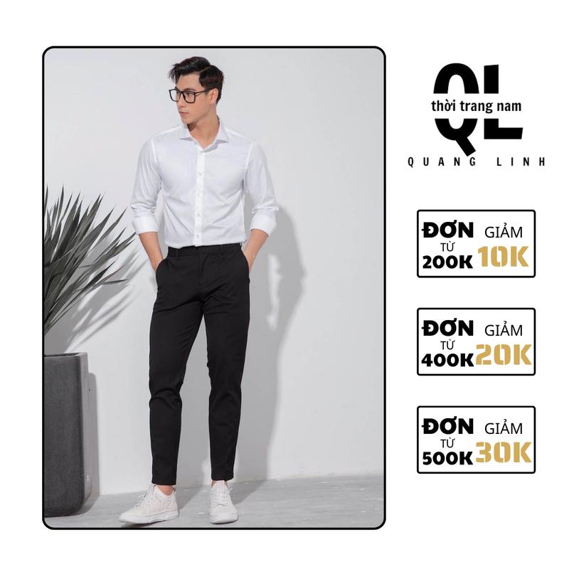 Combo Quầ âu Đen - Áo sơ mi trắng dáng hàn cao cấp,cất vải co giãn nhẹ,mềm mịn,không nhắn,không xù Quần Nam Menswear Có Túi