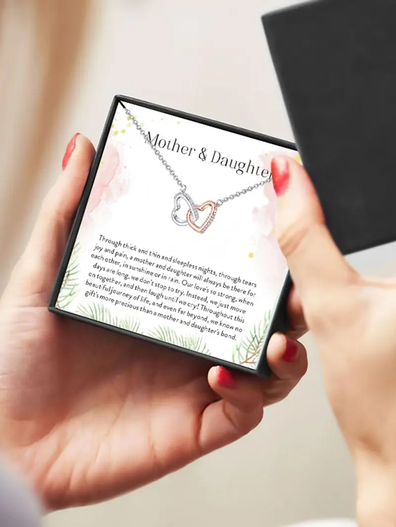 Product Introduction of Heart Shaped Pendant Necklace, Mother & Daughter Themed Necklace, Fashion Jewelry Accessories for Women & Girls, Gift for Mom & Daughter 0