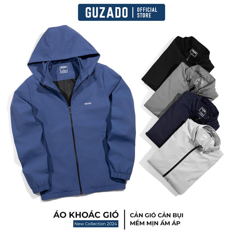 GUZADO - Áo Khoác Gió Nam Thiết Kế Basic Khỏe Khoắn Năng Động Dễ Phối Đồ GKG15
