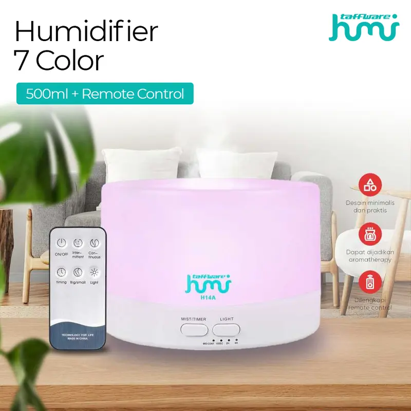Taffware Humidifier Aromaterapi Elektrik 7 LED + Remote 300-500ML 6