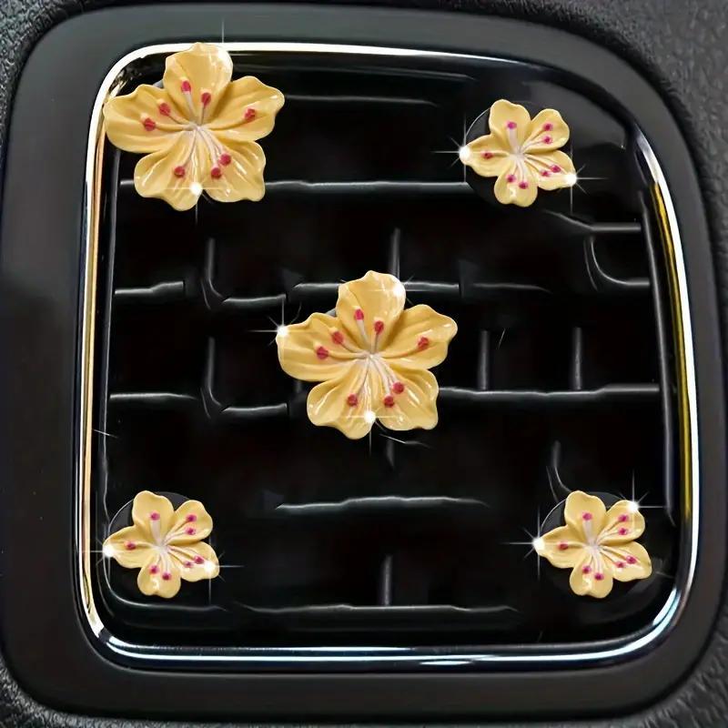Product Introduction of Cute Flower Design Car Air Freshener Clip, 5pcs/set Car Air Outlet Decoration, Car Interior Decoration Accessories for Women & Girls 3