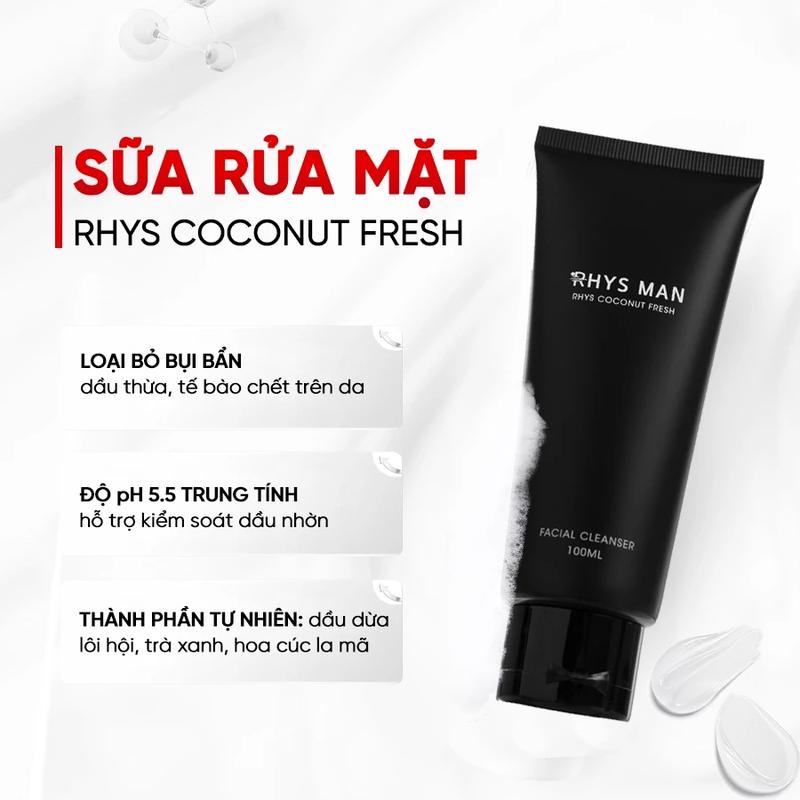Product Introduction of Sữa rửa mặt nam RHYS MAN Rhys Coconut Fresh hương dừa thơm mát 100ml 0