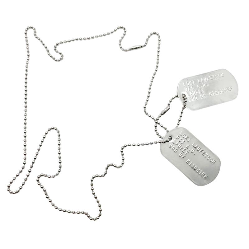 'GOD OF MISCHIEF' LOKI Military Dog Tags - Movie Costume Cosplay Prop - Stainless Steel Chains Included 4