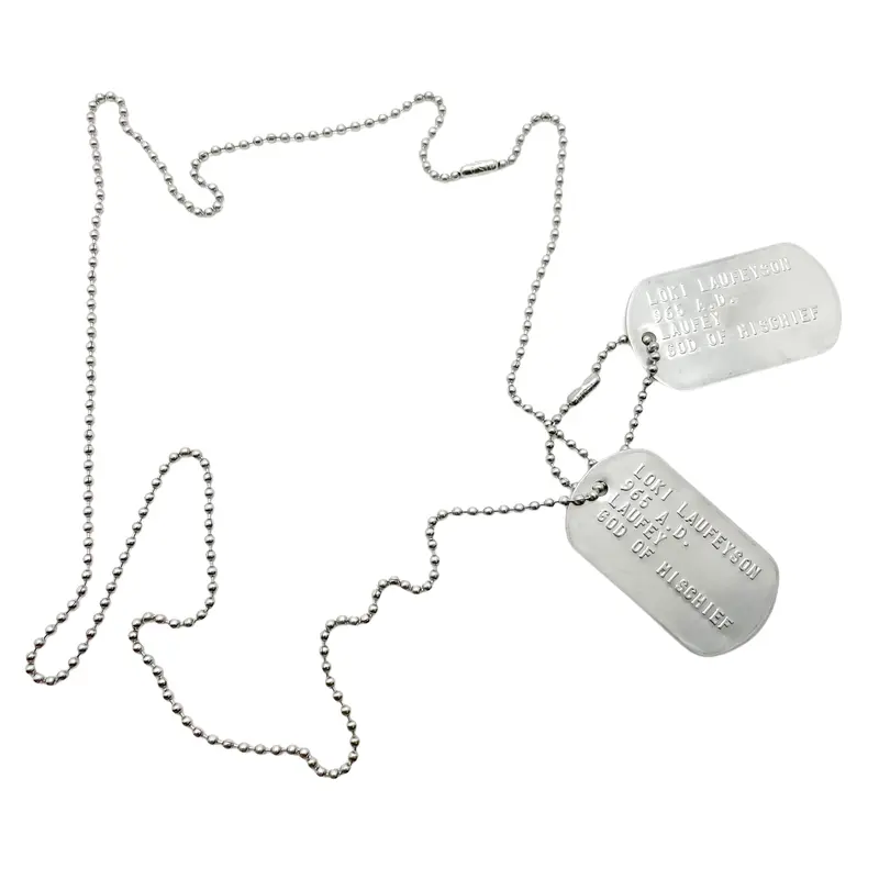 'GOD OF MISCHIEF' LOKI Military Dog Tags - Movie Costume Cosplay Prop - Stainless Steel Chains Included 4
