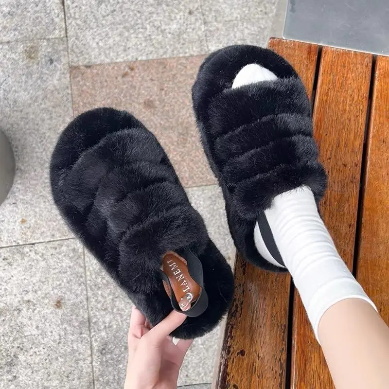 Dép lông quai chun sau đế 6,5cm hách dáng nhiều màu Nữ DéP Shoes 5