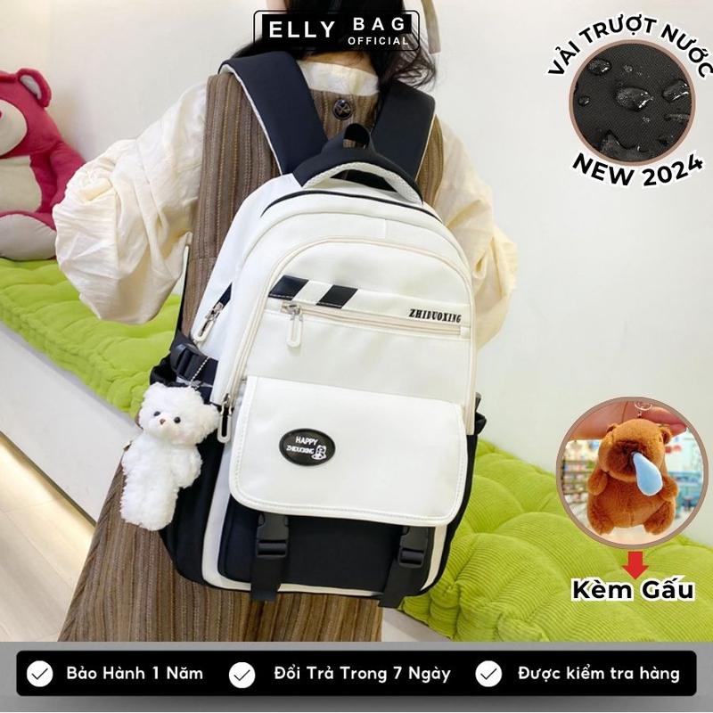 Balo nam nữ đi học Cặp sách đeo vai vải ELLY BAG nhiều ngăn đựng laptop 15.6inh chống nước phong cách hàn quốc B66