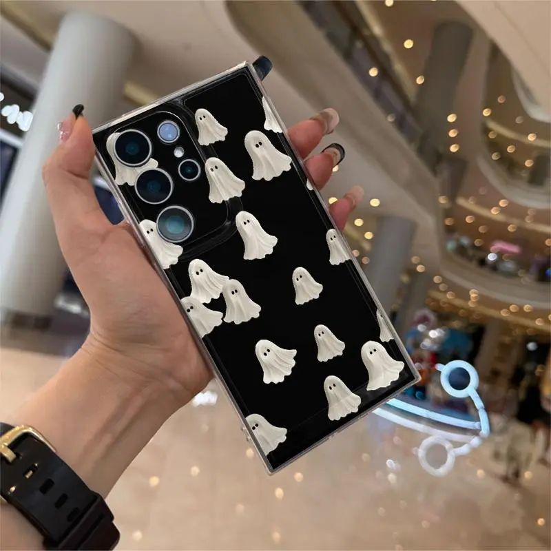 Cute Ghost Pattern Phone Case, Decorative Phone Protector Cover, Phone Accessories Compatible with Samsung S24ULTRA/S24+/S24/S23+/S23、S22ULTRA/S22+/S22、S21ULTRA/S21+/S21FE/S21、S20ULTRA/S20+/S20FE