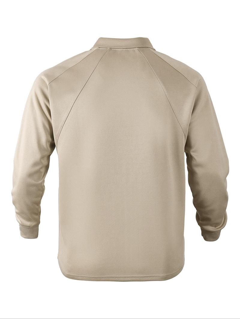 Product Introduction of Men's Solid Raglan Sleeve Polo Shirt, Regular Fit Casual Long Sleeve Collared Top for Fall & Winter, Men's Clothes for Daily Wear, Clothing 7