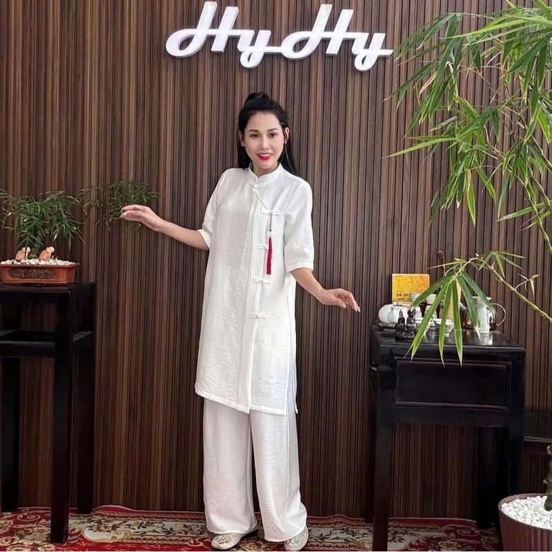 Product Introduction of HyHy House - KHẢ ÁI Bộ Pháp Phục Lễ Chùa Nữ Bigsize Áo Xếp Li Thanh Lịch Kín Đáo 6