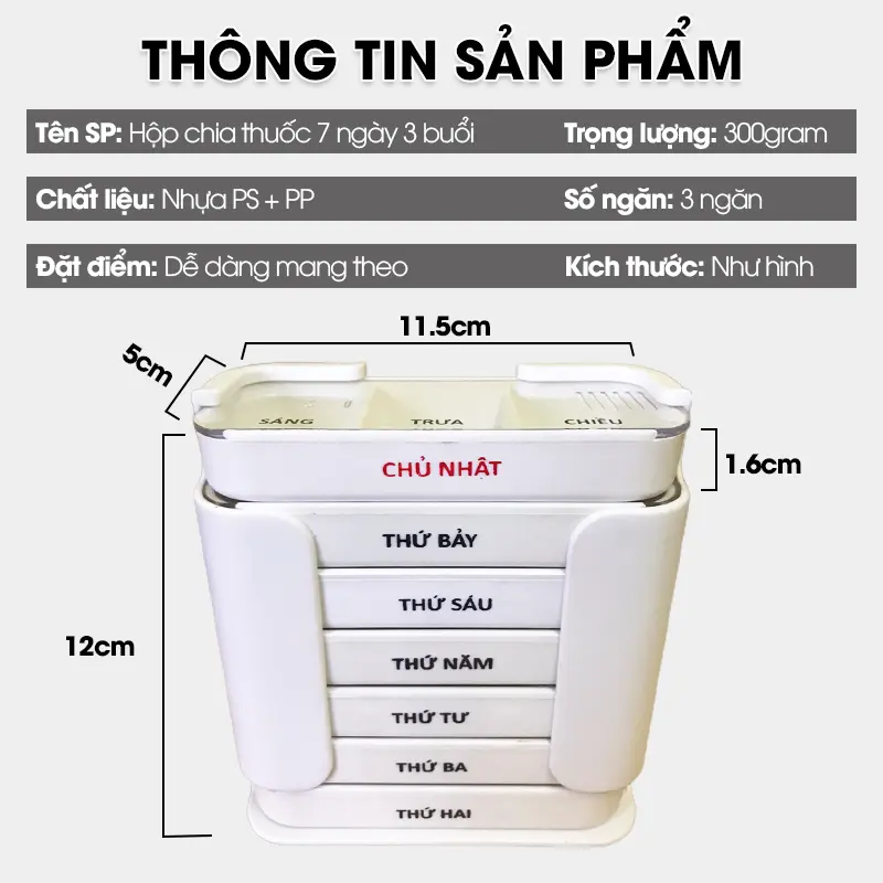 [LADOHOME] Hộp chia thuốc 3 buổi 7 ngày LH-2037 nhỏ gọn tiện dụng mang theo đi học du lịch công tác 1