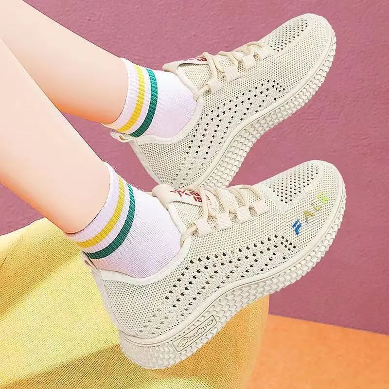 2024 Hot-Selling Women's Flyknit Mesh New Old Beijing Hollow Mesh Shoes Women's Summer Breathable Mesh Running Shoes