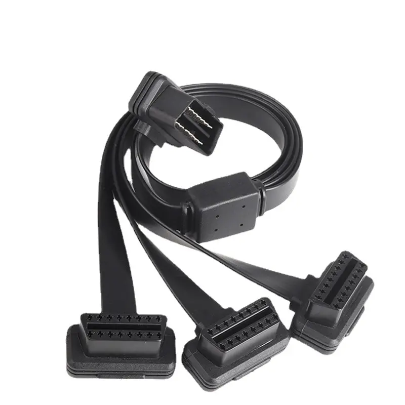 Car OBD2 One Minute Three Flat Floss OBD2 Adapter Cable Expansion Line 16-Core Power-on One Minute Three Extension Line