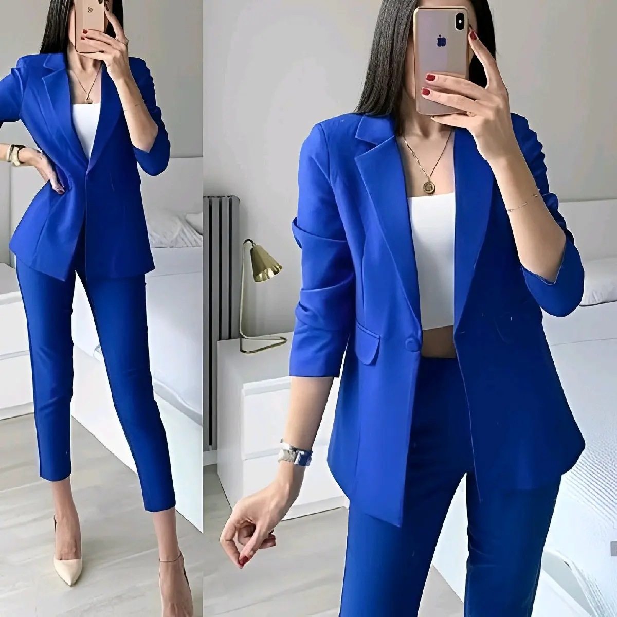 Jas Blazer Setelan Resmi Wanita Biru Elektrik / Blazer Wanita Formal & Casual / Jas Blazer Wanita Kantor