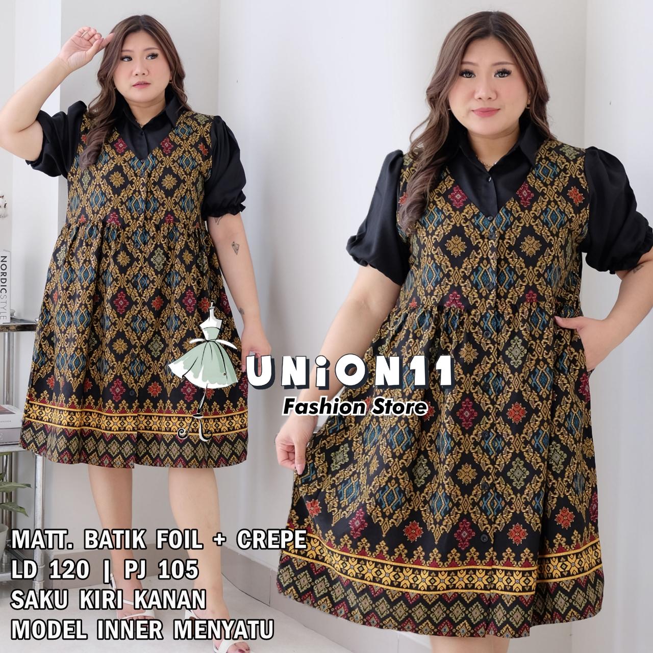 Union11 - Dress Jumbo Dress Wanita Dress Ld 120 Xxxl Big Size Muat Bb 90 Kg Kahiyang