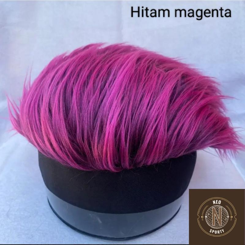 Topi wig bulu sintetis pria wanita nyaman dipake 4
