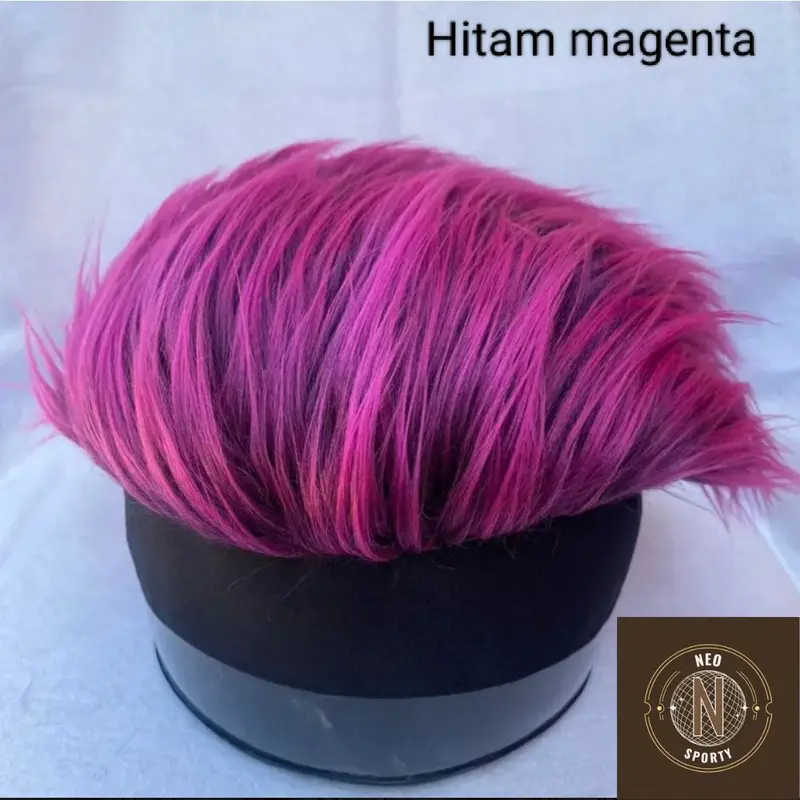 Topi wig bulu sintetis pria wanita nyaman dipake 3