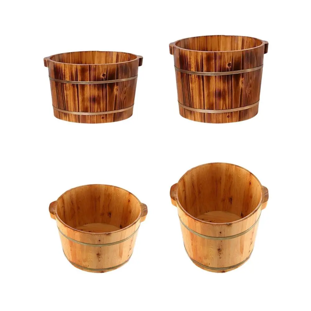 Wood Footbath Basin with Handle Foot Soak Tub for Bathroom Travel Outdoor