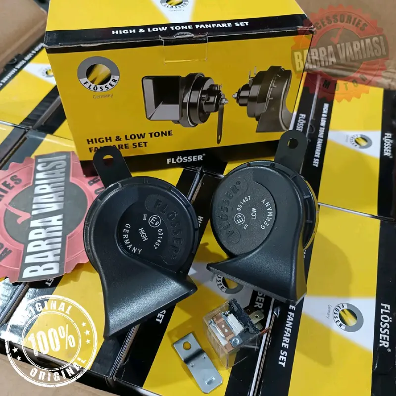 KLAKSON KEONG DOBEL FLOSSER (FER) GERMANY 12 VOLT FANFARE SET UNTUK MOTOR DAN MOBIL 2