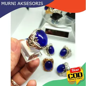 Murni Aksesoris. CIncin Biru Bangkok, Qualitas Super, Permukaan Halus dan Warna Cerah Tembus Cahaya